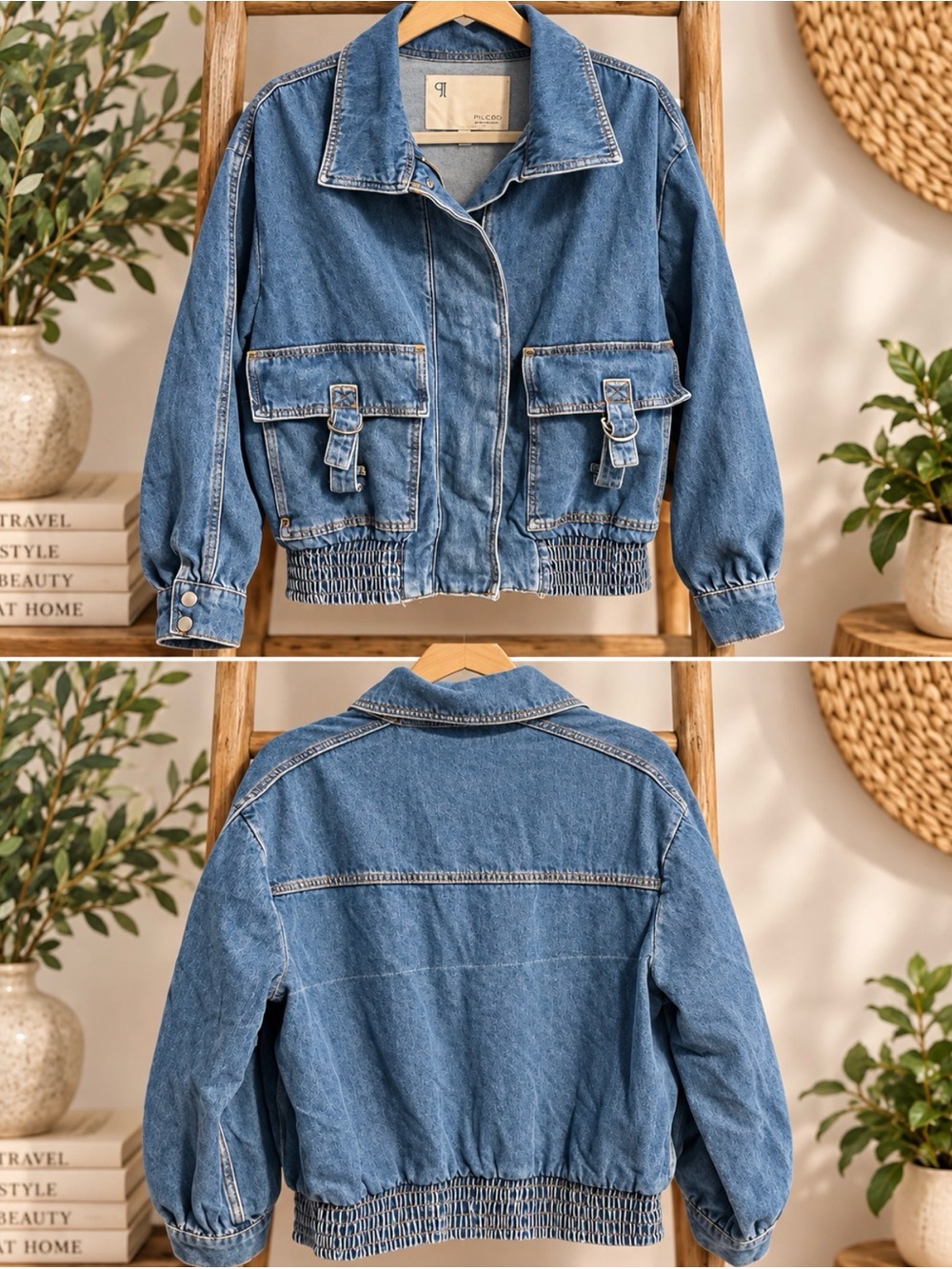 Pilcro by Anthropologie Utility Denim Bomber Jacket Sz M Retail$ 168 -NWOT